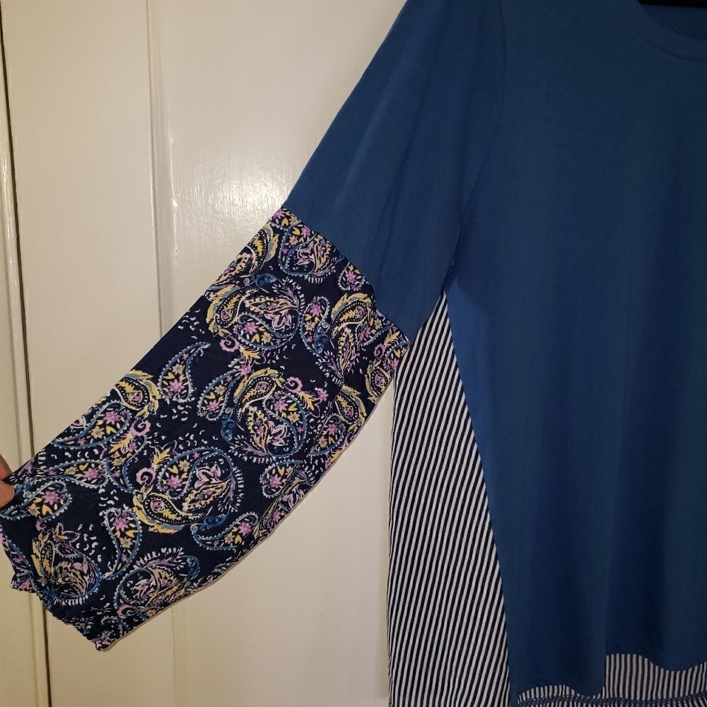 Style & Co. Printed Mixed Media Pullover Top - Picture 6 of 8